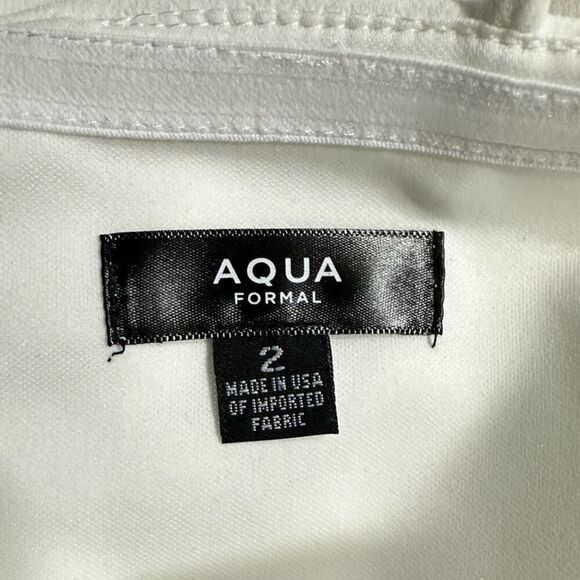 AQUA Cut Out Maxi Gown Women's 2 White Sleeveless Bandeau Neck Side Slit NWT - Picture 4 of 7